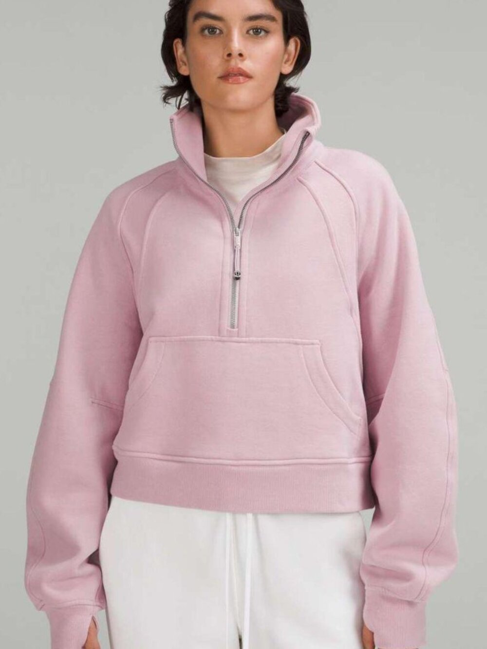 lululemon athletica Scuba Cropped Half-Zip Hoodie in pink peony XS